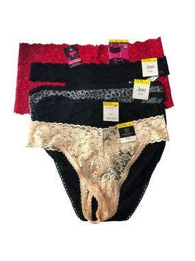 Jenni Charter Club Maidenform Inc Bikini Brief Thong Panties 5 Pair Black Red M
